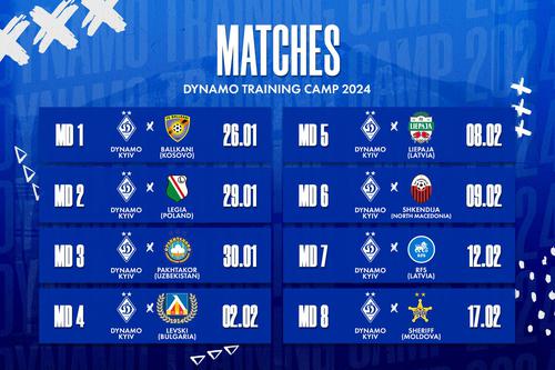 "Dynamo officially announces 8 sparring matches at the winter training camp (LIST OF MATCHES)